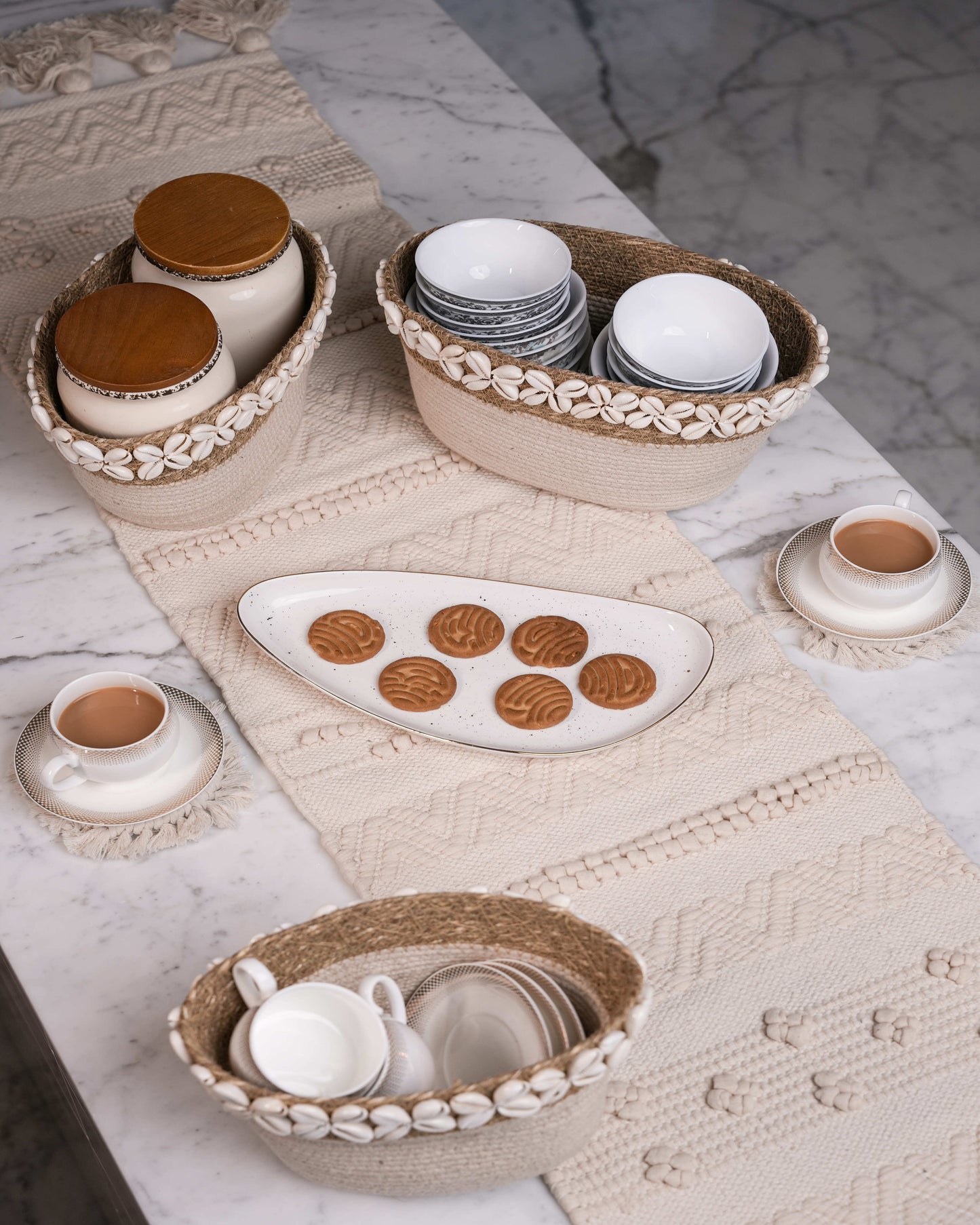 Seagrass Oval Shell Basket Set of 3