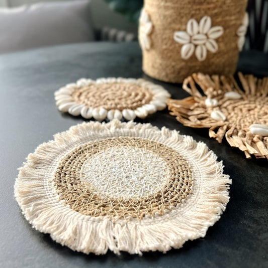 Amara Fringe Seagrass Coaster