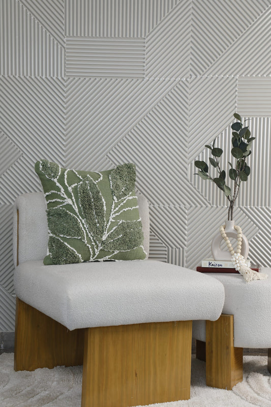 Botanical Sage Green Tufted Cushion