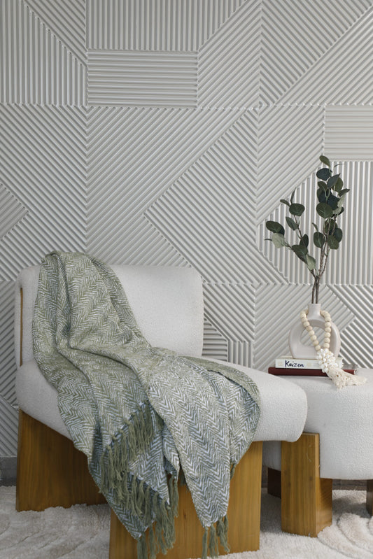 Herringbone Sage Green Throw