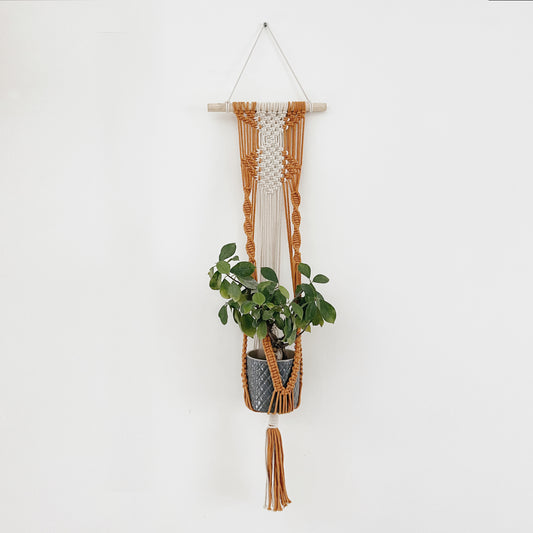 La Vida Macrame Orange Wall Planter