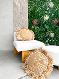 Raffia Fringe Shell Round Cushion
