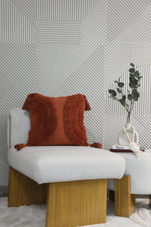 Rainbow Tassel Rust Cushion