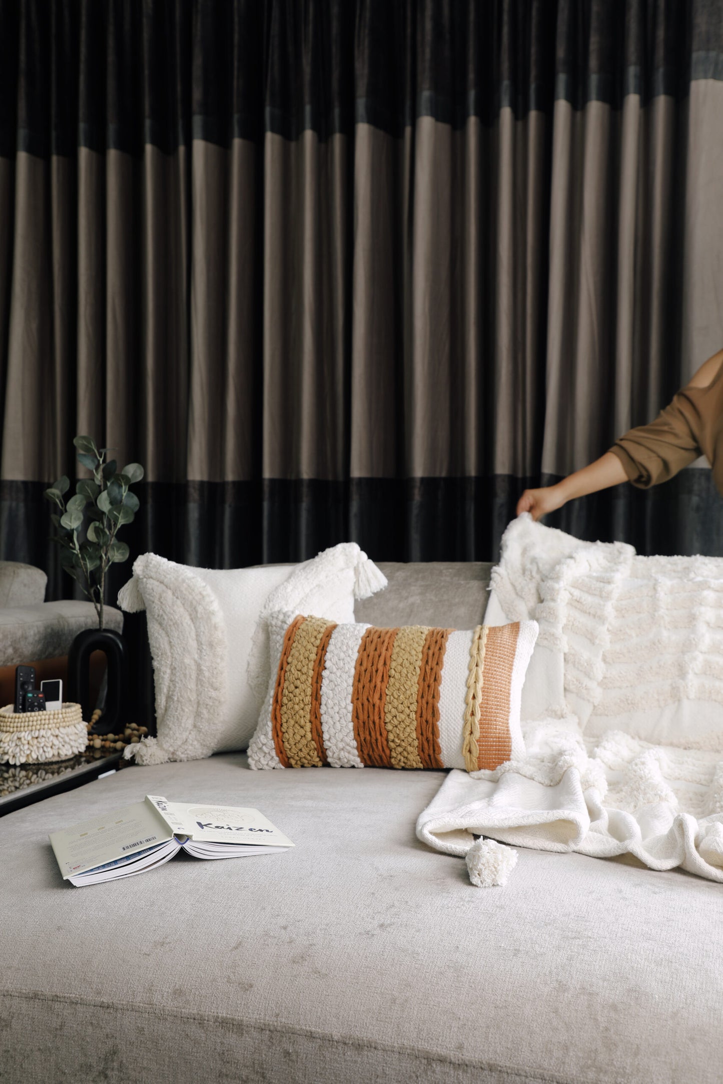 Terracotta Multi-Textured Lumbar Cushion