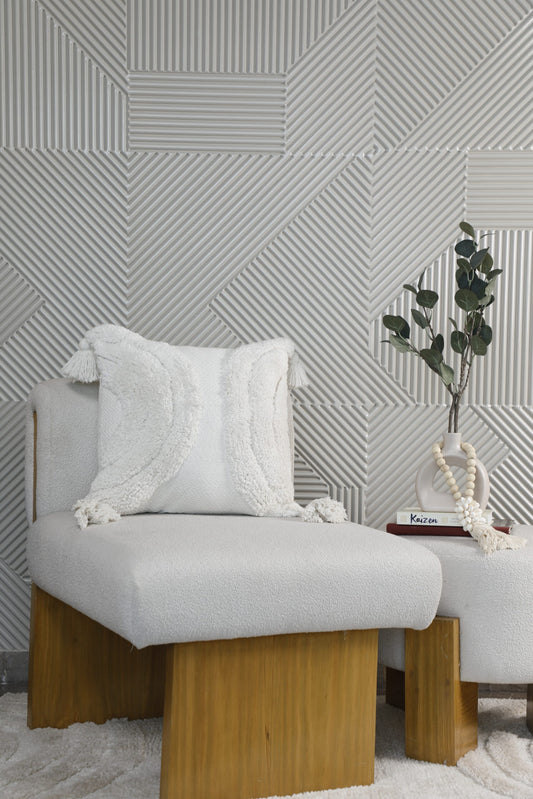 Rainbow Tassel White Cushion