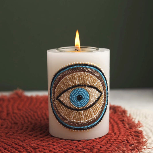 Evil Eye Beaded Candle Holder