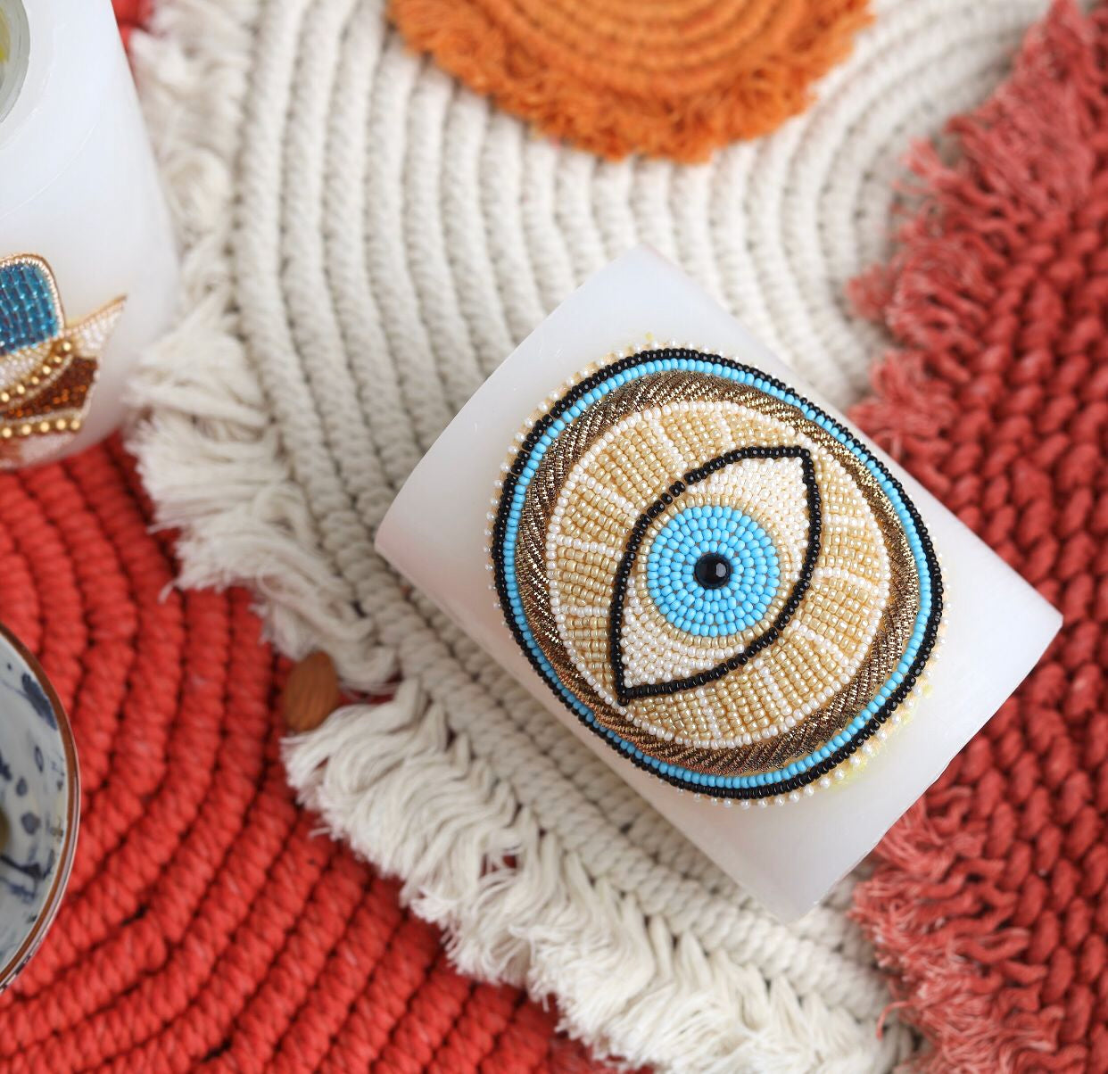 Evil Eye Beaded Candle Holder