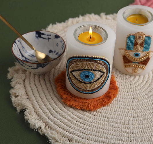 Evil Eye Beaded Candle Holder
