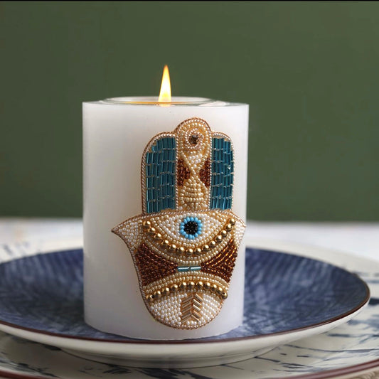 Hamsa Beaded Candle Holder