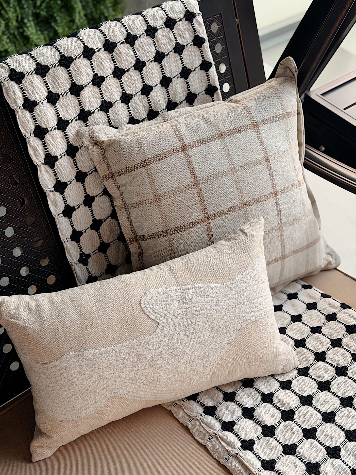 Abstract Ivory Lumbar Cushion