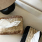Raffia Woven Tissue Pouch (Black)