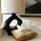 Raffia Woven Tissue Pouch (Black)